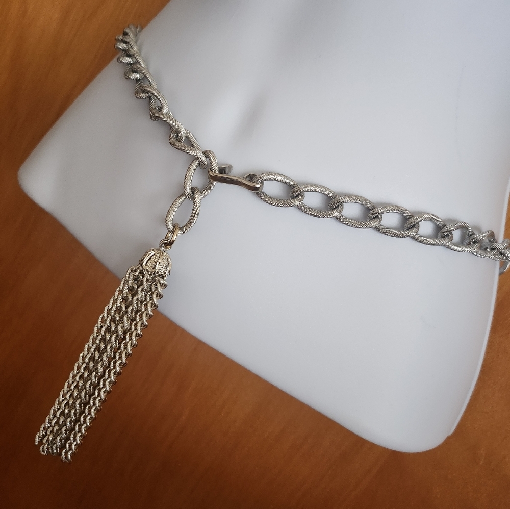 Belt or Necklace Silver Tone Metal Chain